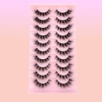 10 pares de cílios postiços com pinça e escova, cílios 8D Wispy Cat Eye Volume