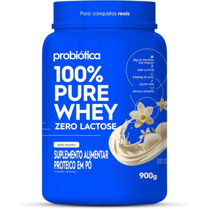 100% Pure Whey Zero Lactose (900g), Baunilha, Probiótica