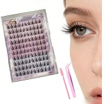 100 cachos de cílios postiços, sem necessidade de cola, cachos de cílios com curvas e volumosos cílios estilo girassol com escova de cílios e pinça, reutilizável para uso diário (10-12 mm)