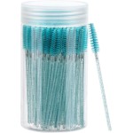 100 pçs descartáveis varinhas de rímel de cristal, sobrancelha, escova para extensões de cílios, escovas de cílios com recipiente (azul)