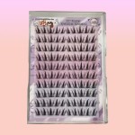 100 peças de cílios postiços, sem necessidade de cola, cachos de cílios com curva e cílios volumosos estilo girassol com escova de cílios e pinça (10-12 mm)