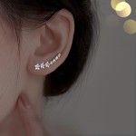 Conjunto de 3 brincos de declaração, barra de diamante de laço e design de aglomerado de estrelas com detalhes de cristal para uso diário ou noturno - Imagem 4