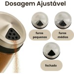 Porta Condimentos Temperos Giratório com 6 Potes de Vidro – Base Rotativa 360° em Aço Inox - Imagem 3