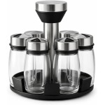 Porta Condimentos Temperos Giratório com 6 Potes de Vidro – Base Rotativa 360° em Aço Inox - Imagem 4