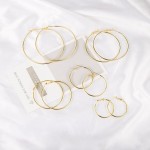 Conjunto de brincos femininos hipoalergênicos e argolas douradas leves para mulheres - Imagem 7