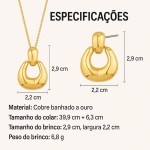 Conjunto Feminino de Brincos e Colar Banhados – Joias Minimalistas Elegantes para Todas as Ocasiões - Imagem 3