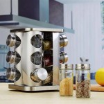 Porta Temperos Giratório 12 Potes de Vidro com Suporte em Aço Inox – Organizador de Temperos e Condimentos 360° Quadrado, Porta Condimentos para Cozinha, Suporte Giratório Moderno - Imagem 8