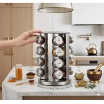 Porta Tempero Giratório Inox Vidro 16 Potes Organizador de Temperos para Cozinha Moderno para Condimentos - Imagem 6