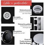 Porta Tempero Condimento E Mantimentos Giratório Com 8 Potes De Vidro E Tampa Inox - Imagem 7