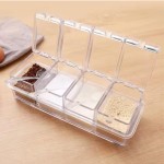 Porta Temperos Acrílico Cristal Transparente com 4 Potes e Colheres Organizador de Condimentos Cozinha Moderna Prática e Elegante 220ml - Imagem 3