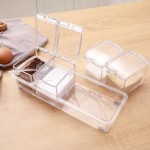 Porta Temperos Acrílico Cristal Transparente com 4 Potes e Colheres Organizador de Condimentos Cozinha Moderna Prática e Elegante 220ml - Imagem 5