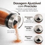 Conjunto 6 Porta Condimentos Temperos em Vidro com Tampa + Suporte Giratório 360° – Organizador de Cozinha, Tempero, Sal, Açúcar – Ideal para Bancada e Armário - Imagem 3
