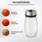 Conjunto 6 Porta Condimentos Temperos em Vidro com Tampa + Suporte Giratório 360° – Organizador de Cozinha, Tempero, Sal, Açúcar – Ideal para Bancada e Armário - Imagem 4