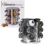 Porta Tempero Condimentos em Aço Inox Giratório com 12 Potes de Vidro - Imagem 4