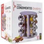 Porta Tempero Condimentos em Aço Inox Giratório com 12 Potes de Vidro - Imagem 5
