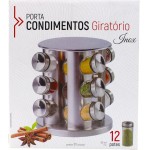 Porta Tempero Condimentos em Aço Inox Giratório com 12 Potes de Vidro - Imagem 6