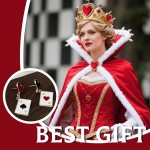 Rainha de Copas Fantasia Feminina Coração Vermelho Conjunto de Brincos Gargantilha Gargantilha Punk Hollween Acessórios para Fantasia de Festa - Imagem 5