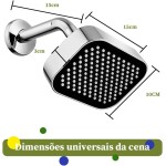 Chuveiro ABS Ducha 15x10 cm Preto Quadrado Chuveiro Pressurizado a ar com Ajuste de Economia de água - Imagem 7