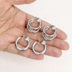 13 pares de brincos de pressão para mulheres, banhado a ouro 14 K, brincos de argola grossa, zircônia cúbica, tubo torcido, gota d'água, croissant, conjunto de joias de brincos falsos e - Imagem 7