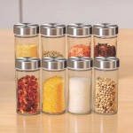 Porta Temperos Giratório em Aço Inox, Base Giratória 360°, 12 Potes de Vidro 90ml, Organizador de Condimentos para Cozinha - Imagem 4