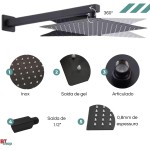 Chuveiro Ducha Slim 20x20 Quadrada Inox + Cano Banheiro Parede (preto) - Imagem 5