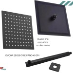 Chuveiro Ducha Slim 20x20 Quadrada Inox + Cano Banheiro Parede (preto) - Imagem 6