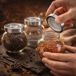Kit 3 Jogo de Porta Temperos de Vidro Baleiro Condimentos 180 ml Tampa Prata Premium - Imagem 4
