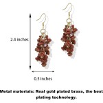Brincos femininos de pedras preciosas naturais | Brincos de pedras naturais | Brincos de aglomerado de pedras semipreciosas | Brinco de gancho longo com pingente de cristal de cura Reiki | - Imagem 4