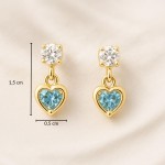 Conjunto Colar E Brinco Coração C/Zircônia Azul Banhado a Ouro Corrente 45cm - Imagem 8