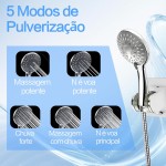 Chuveiro Ducha Inox de 20cm com Redondo Ducha Manual de 10cm e Mangueira de 1,5m Conjunto Duplo Ajustável com Função Chuva de Alta Pressão (Prata) - Imagem 4