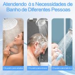 Chuveiro Ducha Inox de 20cm com Redondo Ducha Manual de 10cm e Mangueira de 1,5m Conjunto Duplo Ajustável com Função Chuva de Alta Pressão (Prata) - Imagem 6