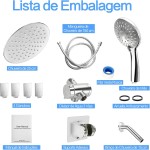 Chuveiro Ducha Inox de 20cm com Redondo Ducha Manual de 10cm e Mangueira de 1,5m Conjunto Duplo Ajustável com Função Chuva de Alta Pressão (Prata) - Imagem 7