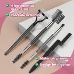 Kit Profissional 4 em 1 para Cílios e Sobrancelhas – Pente Metálico, Escova Chanfrada, Spoolie e Modelador Premium - Imagem 4