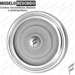 Ducha Chuveiro Autolimpante Inox Articulável Redondo 12L/min SOFTINOX — Chuveiro Ducha Parede Banheiro Piscina Externo Aquecimento a Gás e Solar, Cano Inox e Cabeça ABS - Imagem 4