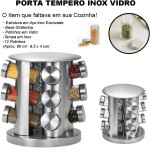 Porta Tempero Cozinha Suporte Condimento Giratório Redondo Inox Mesa 12 Pt - Imagem 5