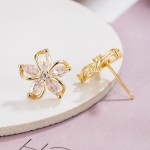 Brincos de flor banhados a ouro 14 k delicado de zircônia cúbica para mulheres, leves, hipoalergênicos, pequenos, brincos lisos minimalistas, joias simples, presente para ela - Imagem 3