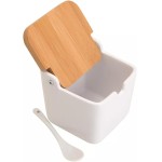 Jogo 2 Porta Condimento em Porcelana Com Tampa De Bambu - Imagem 3