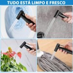 Ducha Higiênica Luxo 100% Metal – Chuveiro para Banheiro com Acabamento Preto Fosco, Design Moderno e Durável, Valvula de 1/2 polegada, Mangueira 1,50m Inclusa (preto) - Imagem 3