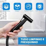 Ducha Higiênica Luxo 100% Metal – Chuveiro para Banheiro com Acabamento Preto Fosco, Design Moderno e Durável, Valvula de 1/2 polegada, Mangueira 1,50m Inclusa (preto) - Imagem 4