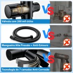 Ducha Higiênica Luxo 100% Metal – Chuveiro para Banheiro com Acabamento Preto Fosco, Design Moderno e Durável, Valvula de 1/2 polegada, Mangueira 1,50m Inclusa (preto) - Imagem 5