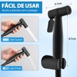 Ducha Higiênica Luxo 100% Metal – Chuveiro para Banheiro com Acabamento Preto Fosco, Design Moderno e Durável, Valvula de 1/2 polegada, Mangueira 1,50m Inclusa (preto) - Imagem 6