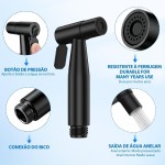 Ducha Higiênica Luxo 100% Metal – Chuveiro para Banheiro com Acabamento Preto Fosco, Design Moderno e Durável, Valvula de 1/2 polegada, Mangueira 1,50m Inclusa (preto) - Imagem 8