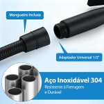 Ducha Higiênica Luxo 100% Metal – Chuveiro para Banheiro com Acabamento Preto Fosco, Design Moderno e Durável, Valvula de 1/2 polegada, Mangueira 1,50m Inclusa (preto) - Imagem 9