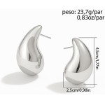 Brinco Gota Feminino Prateado Folheado - Imagem 4