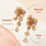 Brinco Feminino "Flower Secrets" - Design Floral Exclusivo em Cobre, Leve e Elegante - Acessório Fashionista - Acompanha Bolsa de Veludo - Imagem 3