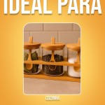 porta tempero 3 potes colher condimento suporte mantimentos bambu 300Ml cozinha - Imagem 5