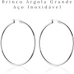 Brinco Argola Grande Feminina Aço inoxidável 316l Antialérgico Hipoalérgico Cor Prata Resistente Duravel Facil Limpeza - Imagem 3
