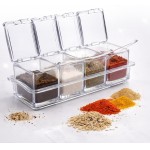 Porta Temperos com 4 Potes Transparente com Tampa e Colheres – Organizador de Temperos com Suporte para Cozinha, Porta Condimentos Acrílico, Kit 9 Peças - Imagem 6