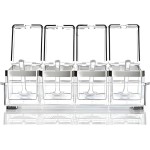 Porta Temperos com 4 Potes Transparente com Tampa e Colheres – Organizador de Temperos com Suporte para Cozinha, Porta Condimentos Acrílico, Kit 9 Peças - Imagem 7