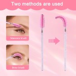 Conjunto de 50 pincéis de cílios e kit de cuidados para sobrancelhas com alça de cristal, escova espiral, ferramentas de extensão de cílios para estilo profissional de sobrancelhas - Imagem 4